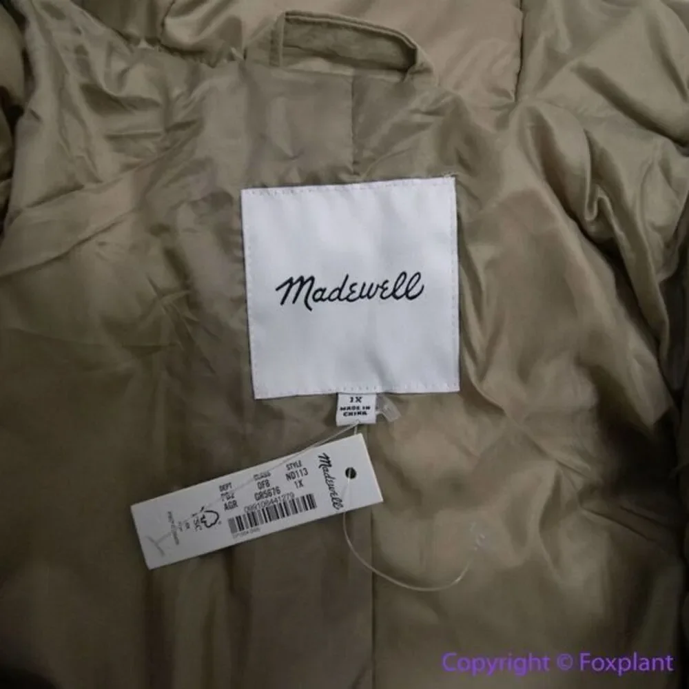 NEW Madewell Holland Quilted Puffer Parka in‎ faded military green, 1X - Picture 13 of 16